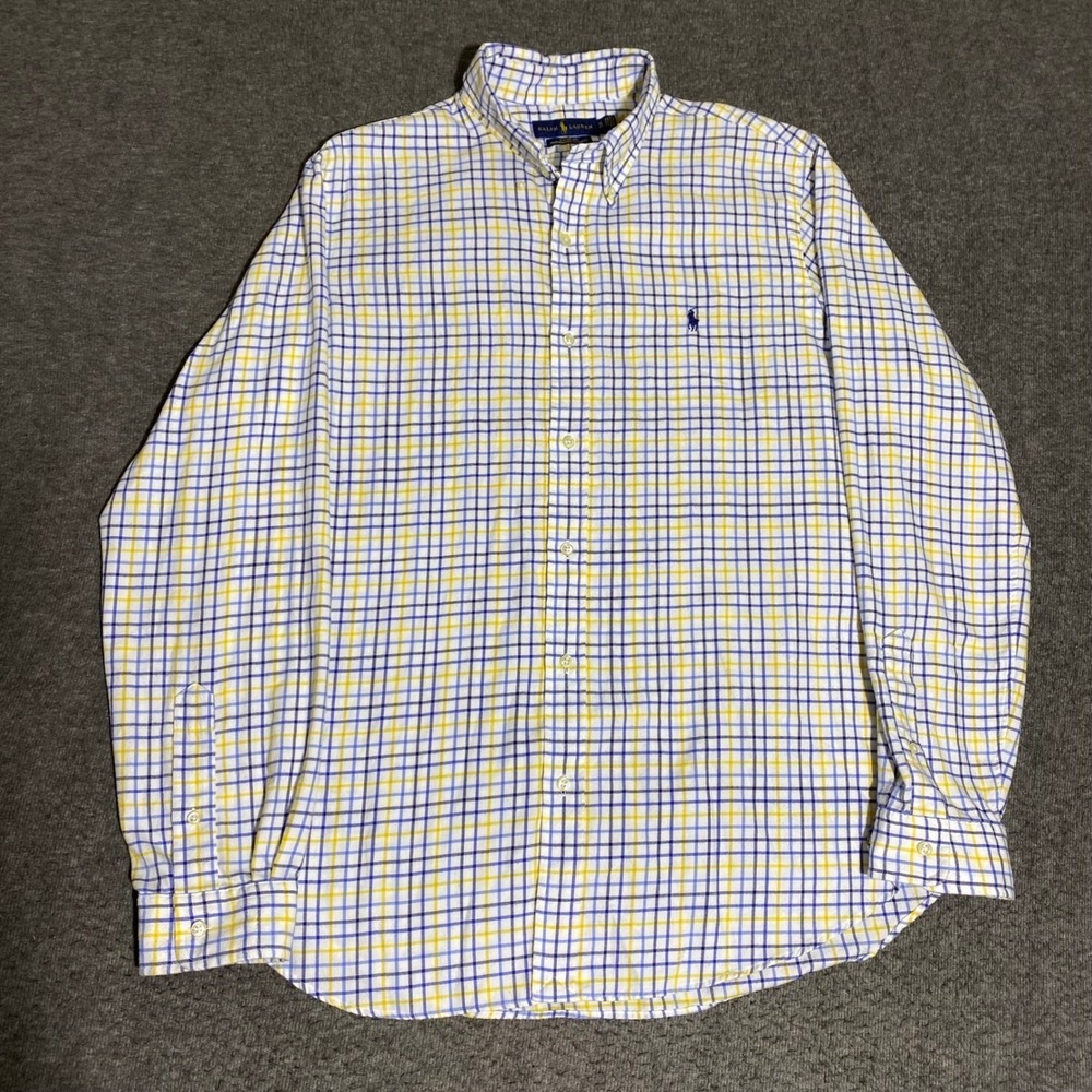Polo Ralph Lauren Mens XL Classic Fit Performance Flannel Shirt Plaid Yellow
